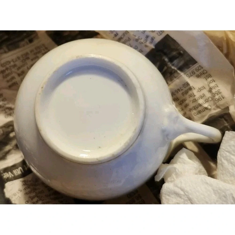 Vintage Porcelain Teacup |‎ White w/ Gold Scroll Trim | Unmarked China